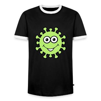 Happy virus - Men's Ringer Shirt - black/white - Front - AI Model Female 172 light (172cm) & AI Model Male 178 light (178cm)