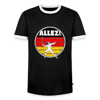 Fechter Deutsche Flagge Fechten - Männer Kontrast-T-Shirt - Schwarz/Weiß - Vorne - AI Model Female 172 light (172cm) & AI Model Male 178 light (178cm)