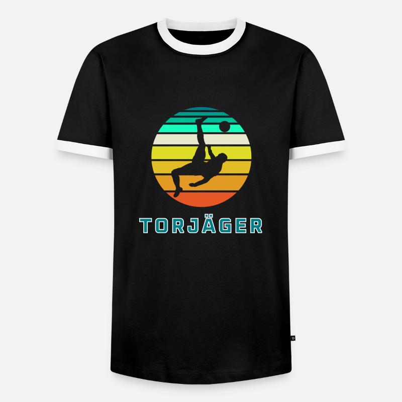 Torjäger - Männer Kontrast-T-Shirt - Schwarz/Weiß
