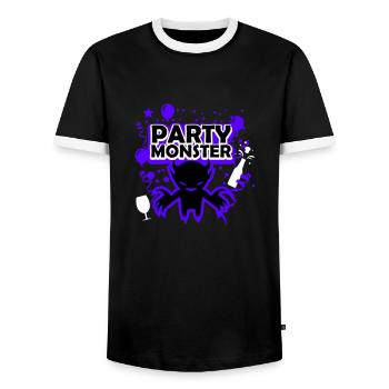 Party monster dark purple - Men's Ringer Shirt - black/white - Front - AI Model Female 172 light (172cm) & AI Model Male 178 light (178cm)
