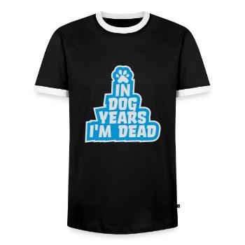 dans les années de chien Mort - T-shirt contrasté Homme - noir/blanc - Devant - AI Model Female 172 light (172cm) & AI Model Male 178 light (178cm)