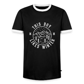 Un garçon aime les journées d'hiver, livre - T-shirt contrasté Homme - noir/blanc - Devant - AI Model Female 172 light (172cm) & AI Model Male 178 light (178cm)