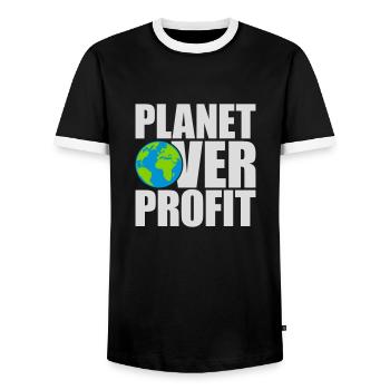 Planète sur le devis de profit - T-shirt contrasté Homme - noir/blanc - Devant - AI Model Female 172 light (172cm) & AI Model Male 178 light (178cm)