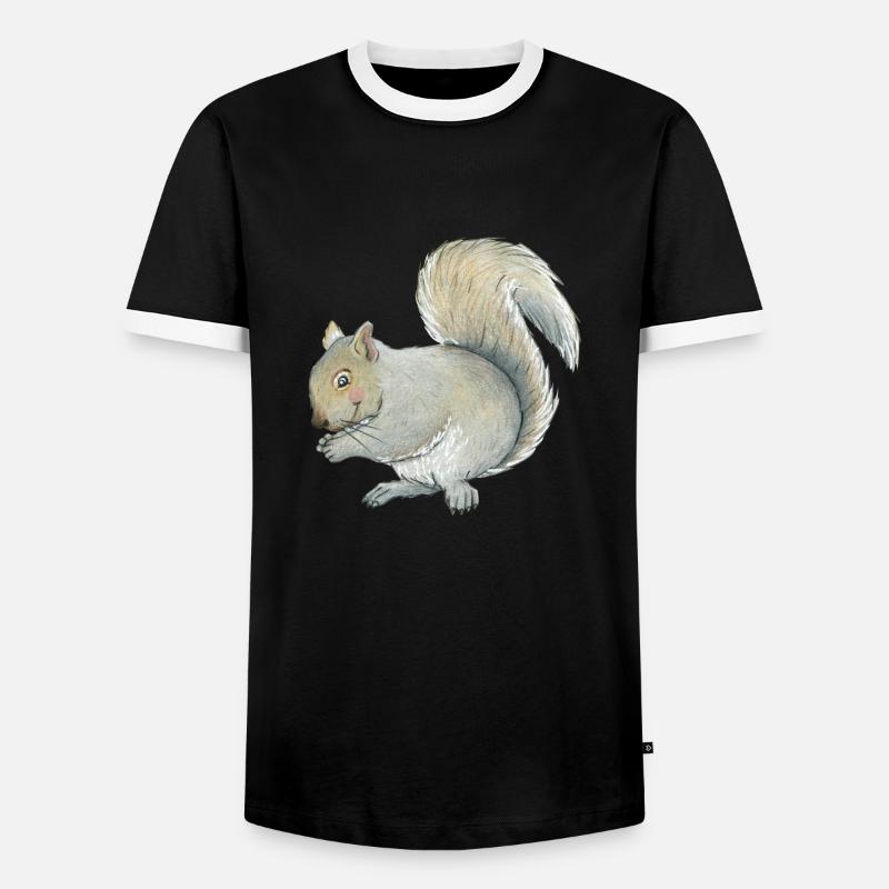 gray squirrel - Men's Ringer Shirt - black/white