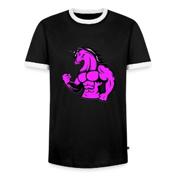 Licorne forte - T-shirt contrasté Homme - noir/blanc - Devant - AI Model Female 172 light (172cm) & AI Model Male 178 light (178cm)