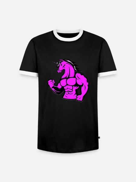 strong unicorn - Men's Ringer Shirt - black/white