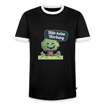 Bitte keine Werbung sagt der Baum - Männer Kontrast-T-Shirt - Schwarz/Weiß - Vorne - AI Model Female 172 light (172cm) & AI Model Male 178 light (178cm)