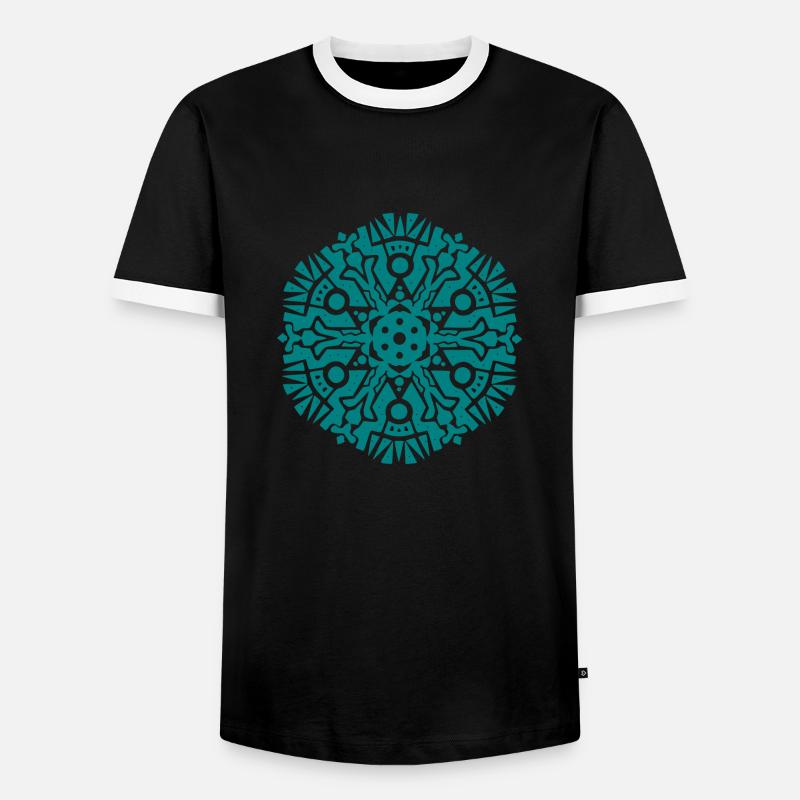 mandala maya pattern - Männer Kontrast-T-Shirt - Schwarz/Weiß