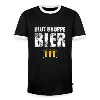 blutgruppe bier bierkrug - Männer Kontrast-T-Shirt - Schwarz/Weiß - Vorne - AI Model Female 172 light (172cm) & AI Model Male 178 light (178cm)