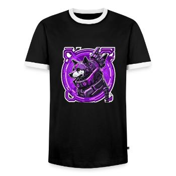 Roboterhund ist hinter dir her - Männer Kontrast-T-Shirt - Schwarz/Weiß - Vorne - AI Model Female 172 light (172cm) & AI Model Male 178 light (178cm)