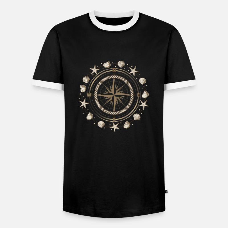 Compass Maritime Shells - Men's Ringer Shirt - black/white
