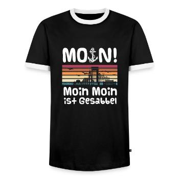 Moin Moin ist gesabbel Retro Hamburg Skyline Hafen - Männer Kontrast-T-Shirt - Schwarz/Weiß - Vorne - AI Model Female 172 light (172cm) & AI Model Male 178 light (178cm)