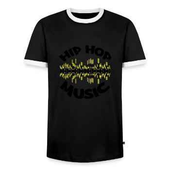 Musique Hip Hop 002 - T-shirt contrasté Homme - noir/blanc - Devant - AI Model Female 172 light (172cm) & AI Model Male 178 light (178cm)