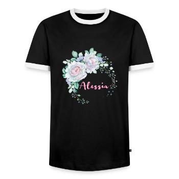 Für Alessia - Männer Kontrast-T-Shirt - Schwarz/Weiß - Vorne - AI Model Female 172 light (172cm) & AI Model Male 178 light (178cm)