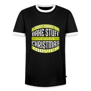 Typographie boulangers devise dinosaure fan père Noël barbes - T-shirt contrasté Homme - noir/blanc - Devant - AI Model Female 172 light (172cm) & AI Model Male 178 light (178cm)