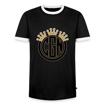 CGN Logo 3 - Männer Kontrast-T-Shirt - Schwarz/Weiß - Vorne - AI Model Female 172 light (172cm) & AI Model Male 178 light (178cm)
