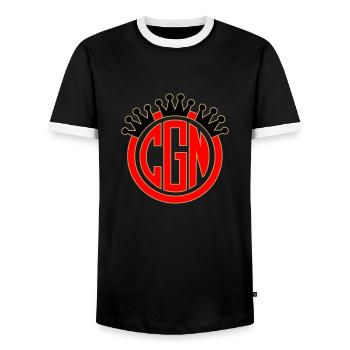 CGN Logo 6 - Männer Kontrast-T-Shirt - Schwarz/Weiß - Vorne - AI Model Female 172 light (172cm) & AI Model Male 178 light (178cm)