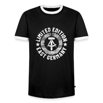 Armoiries de la RDA édition limitée Allemagne de l’Est Ossi - T-shirt contrasté Homme - noir/blanc - Devant - AI Model Female 172 light (172cm) & AI Model Male 178 light (178cm)