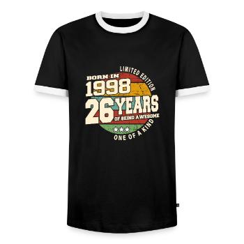 1998 Vintage Retro Classique 26 ans - T-shirt contrasté Homme - noir/blanc - Devant - AI Model Female 172 light (172cm) & AI Model Male 178 light (178cm)