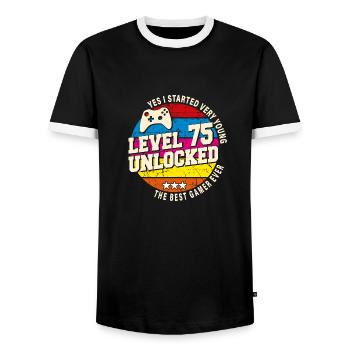 Original 1949 Vintage Niveau 75 Débloquer - T-shirt contrasté Homme - noir/blanc - Devant - AI Model Female 172 light (172cm) & AI Model Male 178 light (178cm)