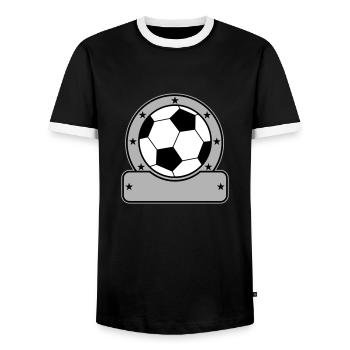 Badge de football avec étoiles - T-shirt contrasté Homme - noir/blanc - Devant - AI Model Female 172 light (172cm) & AI Model Male 178 light (178cm)