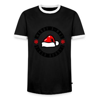 Joyeux Noël Copains Motards - T-shirt contrasté Homme - noir/blanc - Devant - AI Model Female 172 light (172cm) & AI Model Male 178 light (178cm)