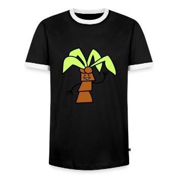 Lustige Süße Palme Winkt Glücklich Gesicht Comic - Männer Kontrast-T-Shirt - Schwarz/Weiß - Vorne - AI Model Female 172 light (172cm) & AI Model Male 178 light (178cm)