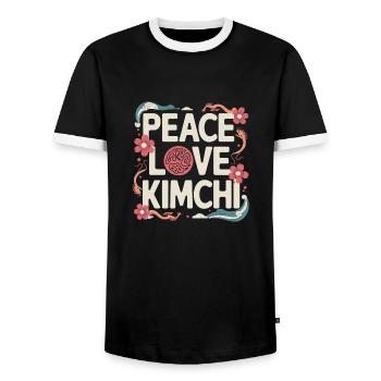 Drôle de dicton pour les gourmets - T-shirt contrasté Homme - noir/blanc - Devant - AI Model Female 172 light (172cm) & AI Model Male 178 light (178cm)