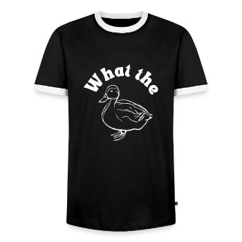 What the said by the Duck - Men's Ringer Shirt - black/white - Front - AI Model Female 172 light (172cm) & AI Model Male 178 light (178cm)