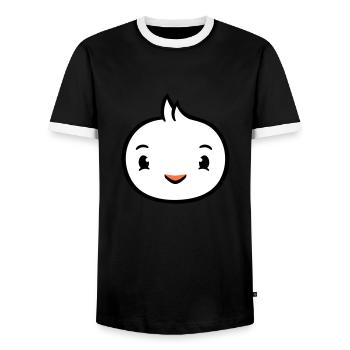 Vogel Gesicht Kopf Ente süß niedlich freundlich - Männer Kontrast-T-Shirt - Schwarz/Weiß - Vorne - AI Model Female 172 light (172cm) & AI Model Male 178 light (178cm)