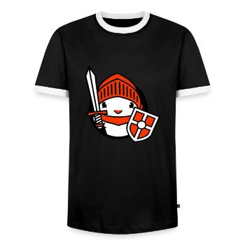 Duck Knight Armor Sword Shield Helmet Fighter - Men's Ringer Shirt - black/white - Front - AI Model Female 172 light (172cm) & AI Model Male 178 light (178cm)