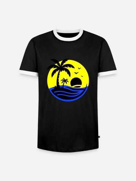 Insel Palmen Meer - Männer Kontrast-T-Shirt - Schwarz/Weiß