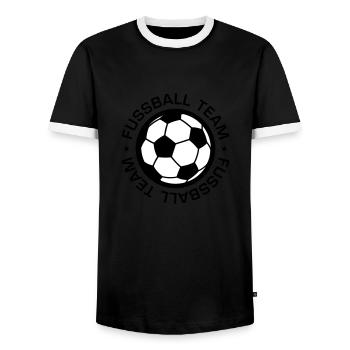 Fussball Team - Männer Kontrast-T-Shirt - Schwarz/Weiß - Vorne - AI Model Female 172 light (172cm) & AI Model Male 178 light (178cm)