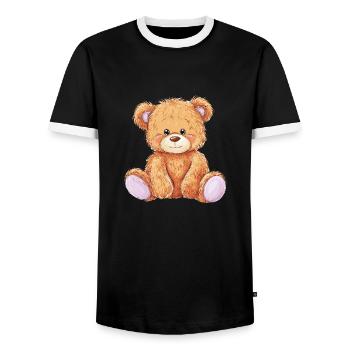 Mignon bébé ours en peluche - T-shirt contrasté Homme - noir/blanc - Devant - AI Model Female 172 light (172cm) & AI Model Male 178 light (178cm)