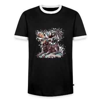 Elch Insel Palme - Männer Kontrast-T-Shirt - Schwarz/Weiß - Vorne - AI Model Female 172 light (172cm) & AI Model Male 178 light (178cm)
