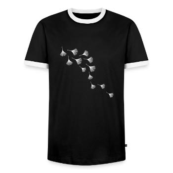 Vague de ginko - T-shirt contrasté Homme - noir/blanc - Devant - AI Model Female 172 light (172cm) & AI Model Male 178 light (178cm)