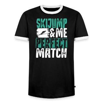 Saut à ski - T-shirt contrasté Homme - noir/blanc - Devant - AI Model Female 172 light (172cm) & AI Model Male 178 light (178cm)