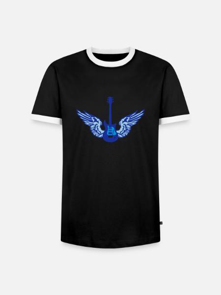 guitar_wings_042013_a_3c - Men's Ringer Shirt - black/white