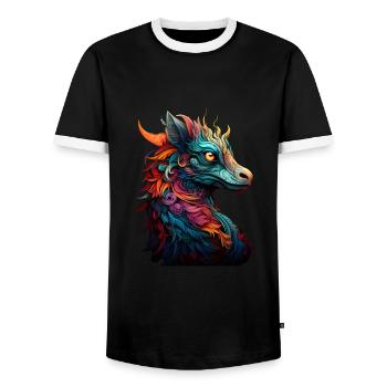 Dragon - Männer Kontrast-T-Shirt - Schwarz/Weiß - Vorne - AI Model Female 172 light (172cm) & AI Model Male 178 light (178cm)