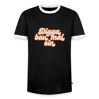 Digga bau mal ein - Joint drehen - Hallan - Smoker - Männer Kontrast-T-Shirt - Schwarz/Weiß - Vorne - AI Model Female 172 light (172cm) & AI Model Male 178 light (178cm)