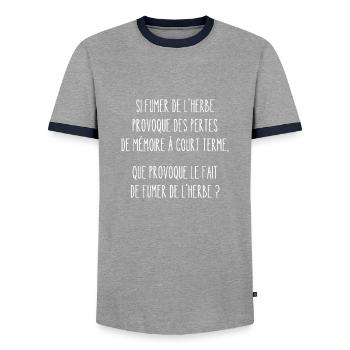 pertes de mémoire - T-shirt contrasté Homme - gris/marine  - Devant - AI Model Female 172 light (172cm) & AI Model Male 178 light (178cm)