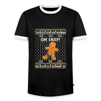 Pain d'épice homme en pain d'épice noël oh snap - T-shirt contrasté Homme - noir/blanc - Devant - AI Model Female 172 light (172cm) & AI Model Male 178 light (178cm)