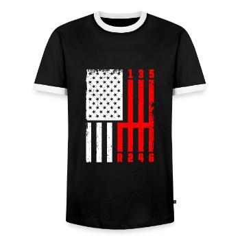 Retro Graphic Car Lover Car Mechanic Vehicle Techn - Men's Ringer Shirt - black/white - Front - AI Model Female 172 light (172cm) & AI Model Male 178 light (178cm)