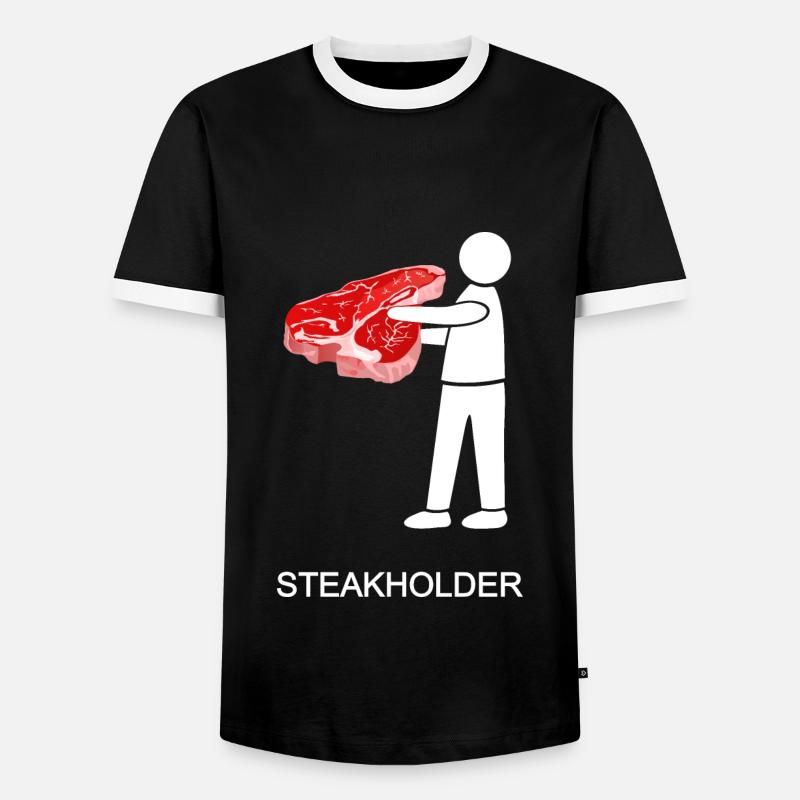 stakeholder, Steakholder, Steak, Fleisch, T-Bone - Männer Kontrast-T-Shirt - Schwarz/Weiß