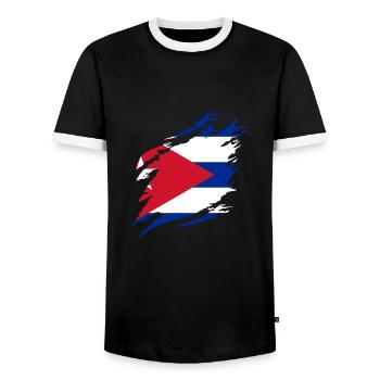 Cuba Flag Caribbean Holiday Cuba Travel Havana - Men's Ringer Shirt - black/white - Front - AI Model Female 172 light (172cm) & AI Model Male 178 light (178cm)