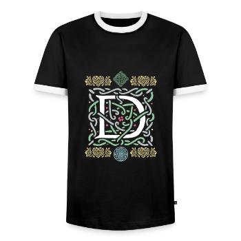 D - Men's Ringer Shirt - black/white - Front - AI Model Female 172 light (172cm) & AI Model Male 178 light (178cm)