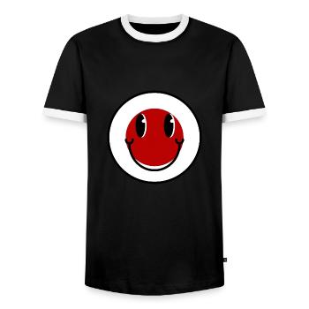 Japan Flagge Happy Nihon Japanische Fahne Smile - Männer Kontrast-T-Shirt - Schwarz/Weiß - Vorne - AI Model Female 172 light (172cm) & AI Model Male 178 light (178cm)