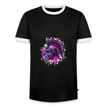 Spartaner Totenkopf Helm Spartan - Männer Kontrast-T-Shirt - Schwarz/Weiß - Vorne - AI Model Female 172 light (172cm) & AI Model Male 178 light (178cm)