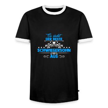 beste Schwiegersohn aus lustiger Spruch - Männer Kontrast-T-Shirt - Schwarz/Weiß - Vorne - AI Model Female 172 light (172cm) & AI Model Male 178 light (178cm)