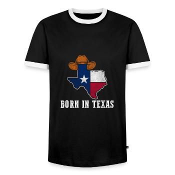 Texas Born Design für stolze Texaner - Männer Kontrast-T-Shirt - Schwarz/Weiß - Vorne - AI Model Female 172 light (172cm) & AI Model Male 178 light (178cm)